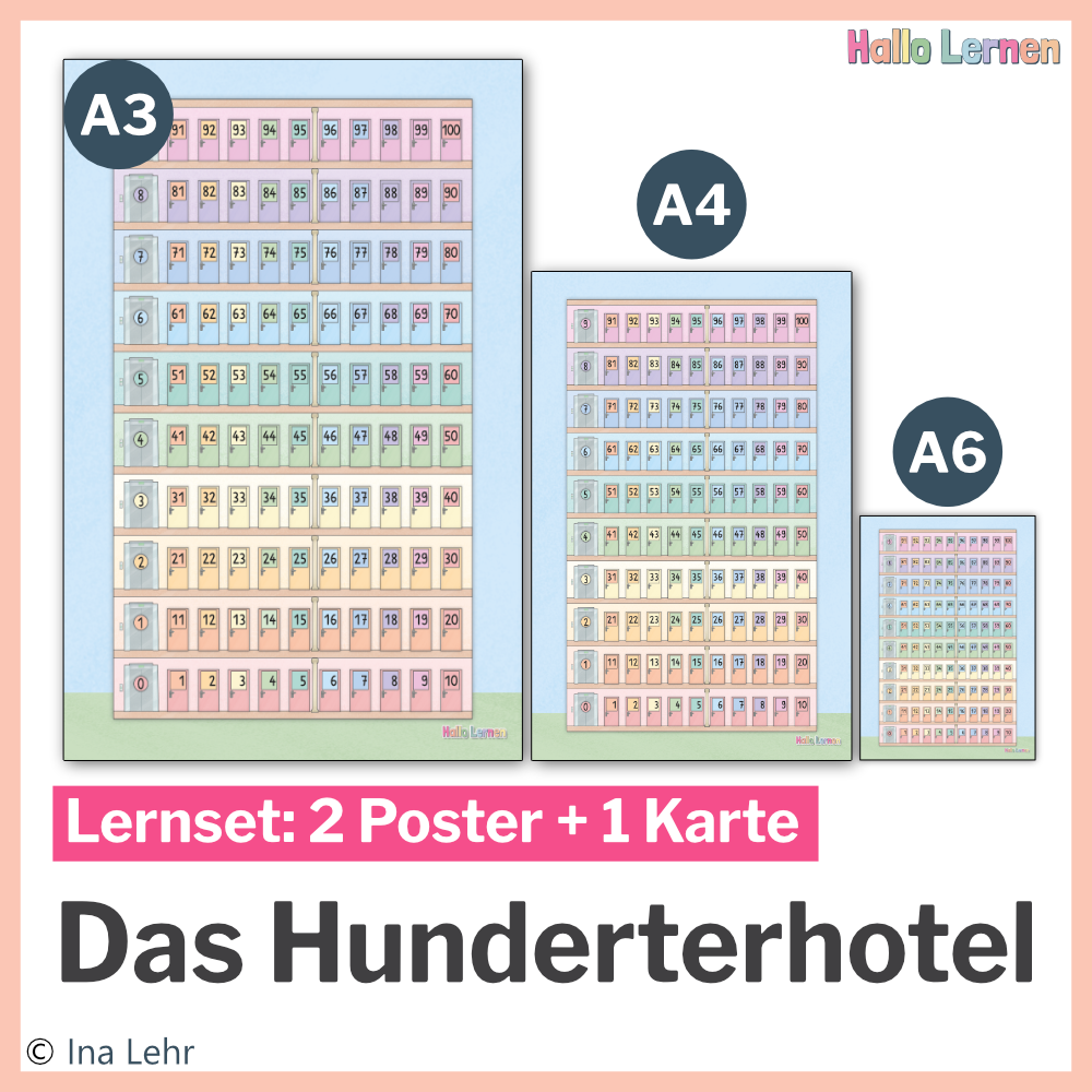 Zahlen bis 100 |Hunderterhotel | Hundertertafel | Hunderterfeld | Zehnerzahlen | Hallo Lernen