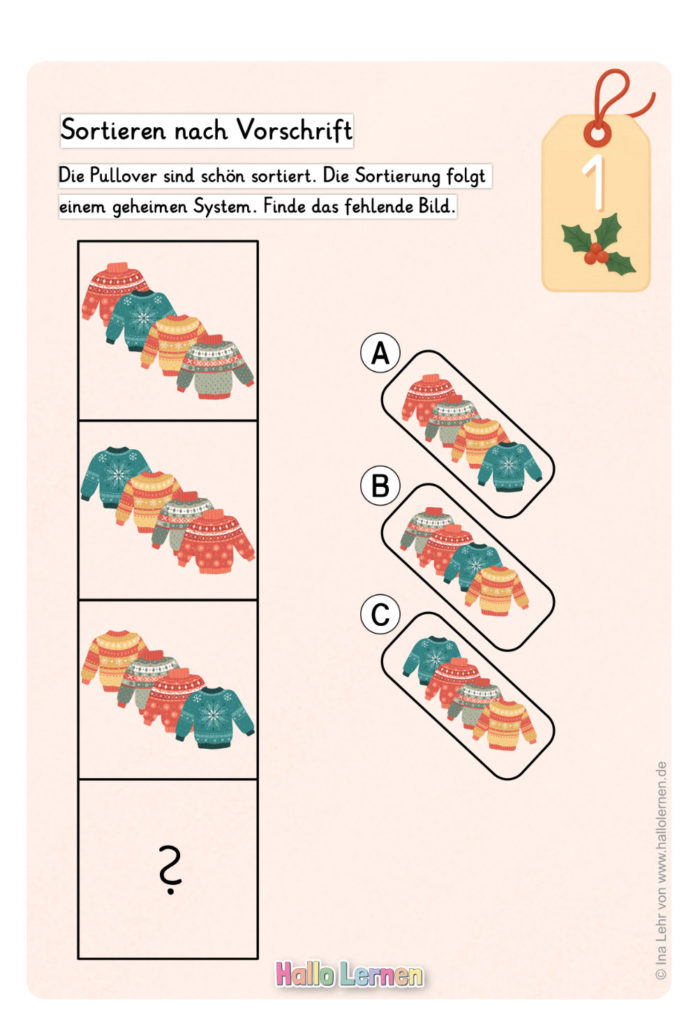 Rätsel für den 1. Dezember | Rätsel-Adventskalender von Hallo Lernen